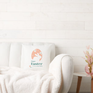 Happy Easter – Rabbit & Egg Floral Design Throw Pillow