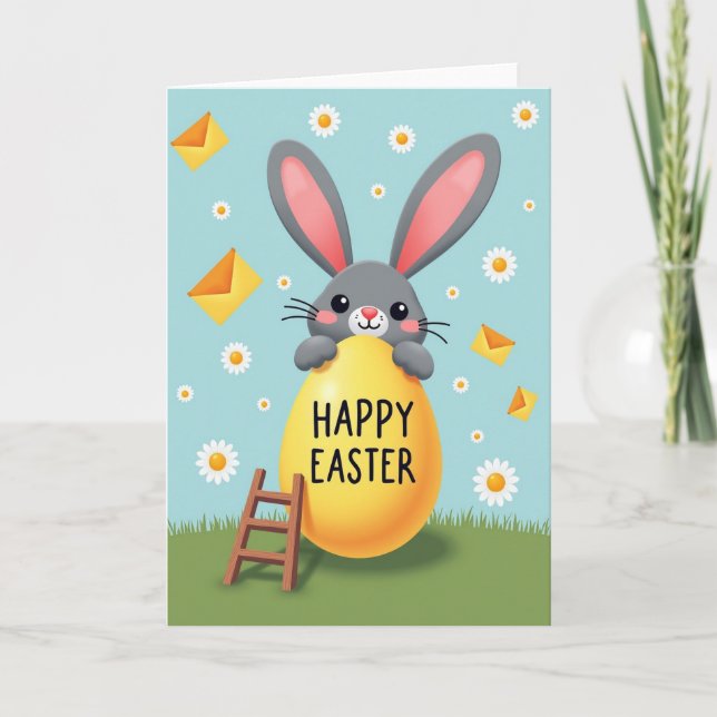 Happy Easter Rabbit Egg Scene Card (Front)