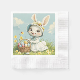 Happy Easter Rabbit Eggs Daffodils Butterflies Napkins
