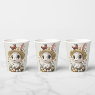 Happy Easter Rabbit Eggs Ladybug Butterflies  Paper Cups