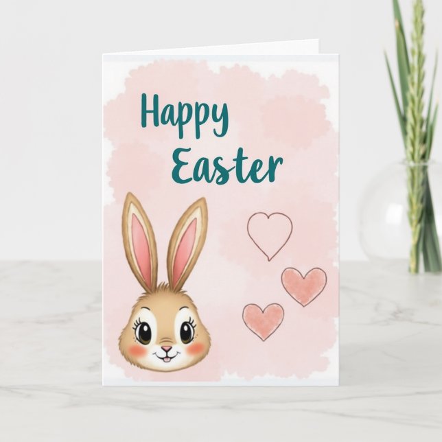 Happy Easter Rabbit Face Card (Front)