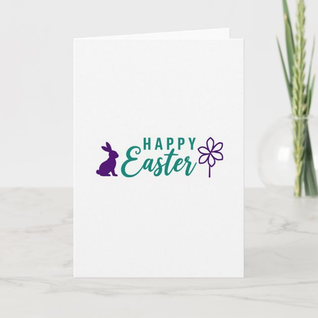 Happy Easter Rabbit Flower Card (Front)