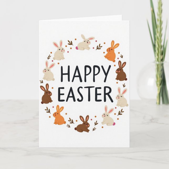 Happy Easter Rabbit Garland Card (Front)