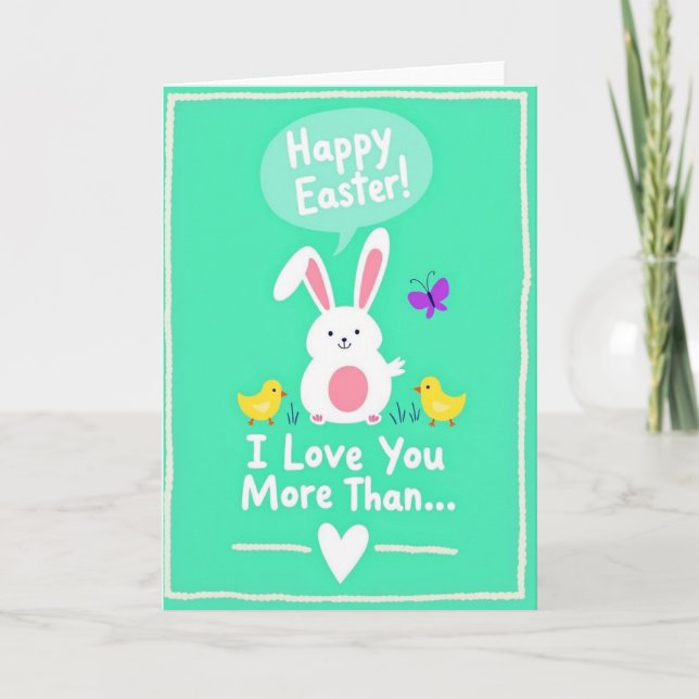 Happy Easter Rabbit Love Card (Front)