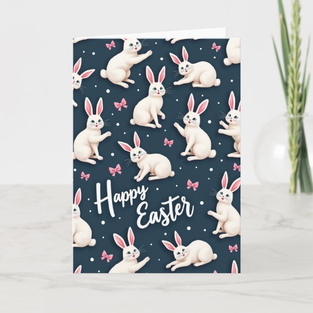 Happy Easter Rabbit Pattern Card (Front)