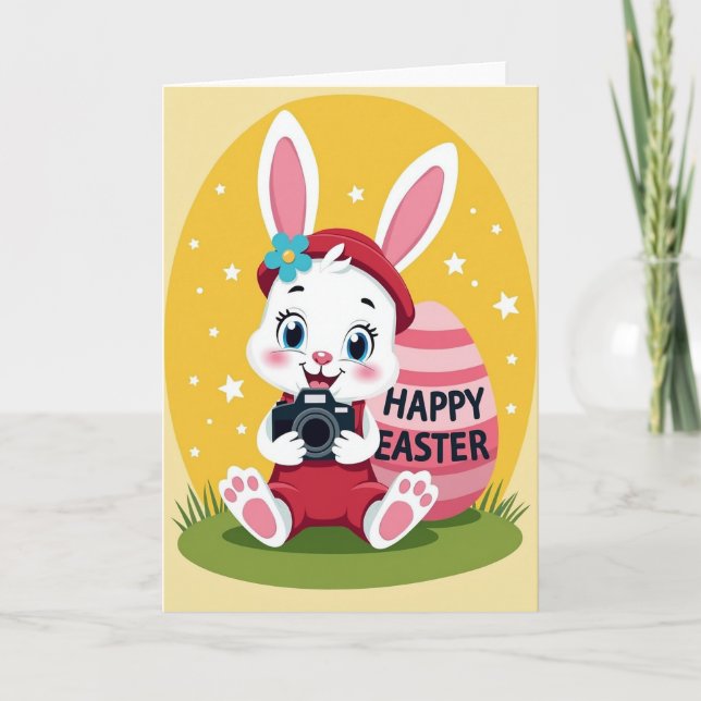 Happy Easter Rabbit Photo Card (Front)