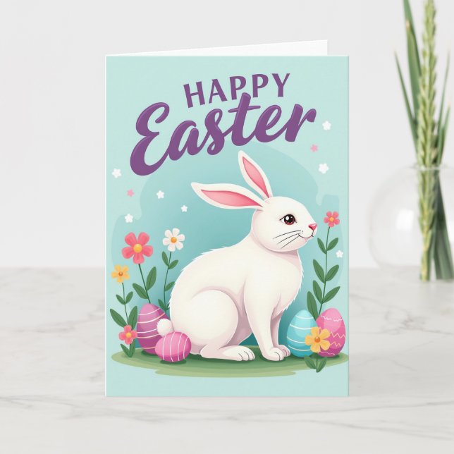 Happy Easter Rabbit Spring Card (Front)