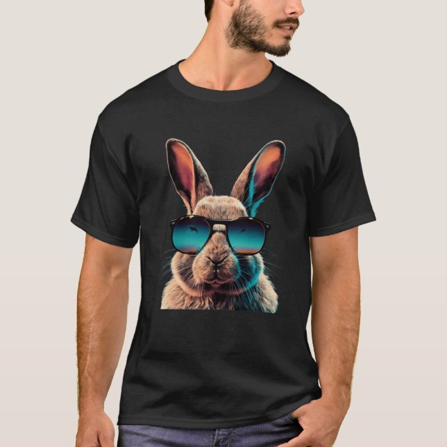 Happy Easter Rabbit Sunglass Happy Easter Egg East T-Shirt (Front)