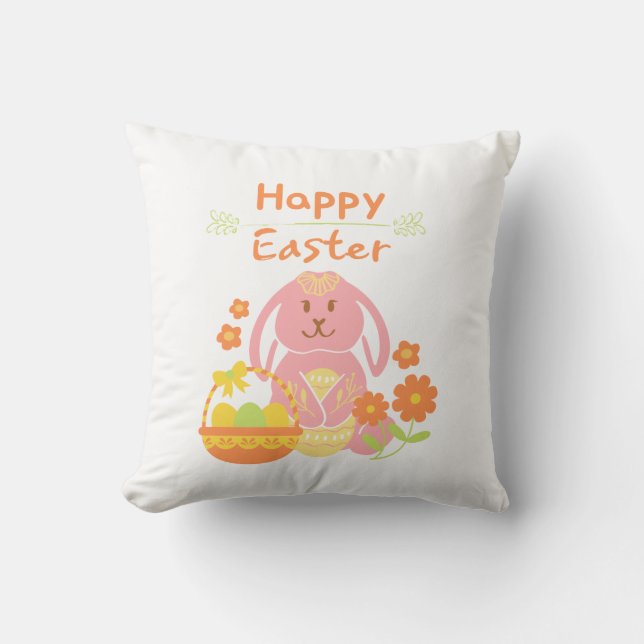 Happy Easter rabbit Throw Pillow (Front)