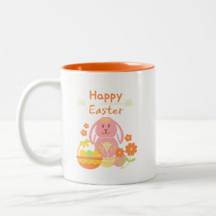 Happy Easter rabbit Two-Tone Coffee Mug