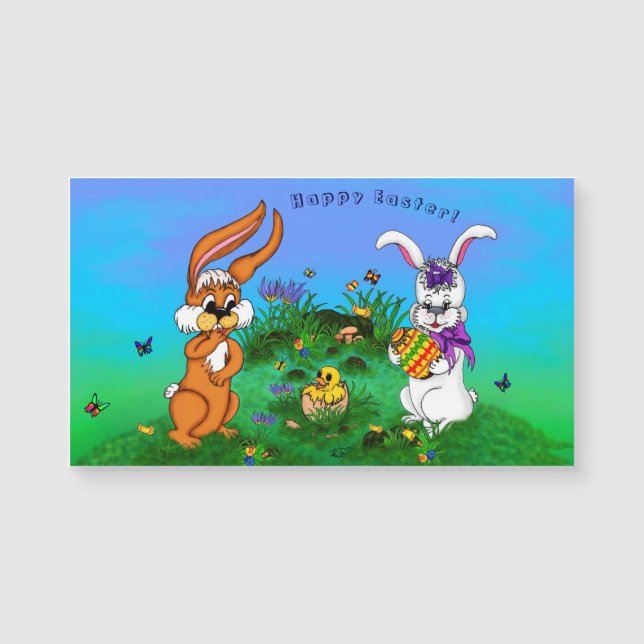 Happy Easter! Rabbit with Bunny and Chick (Front)