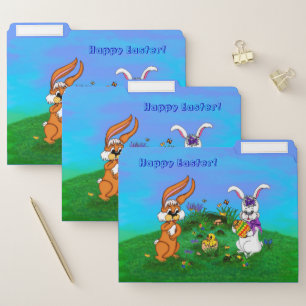 Happy Easter! Rabbit with Bunny and Chick File Folder