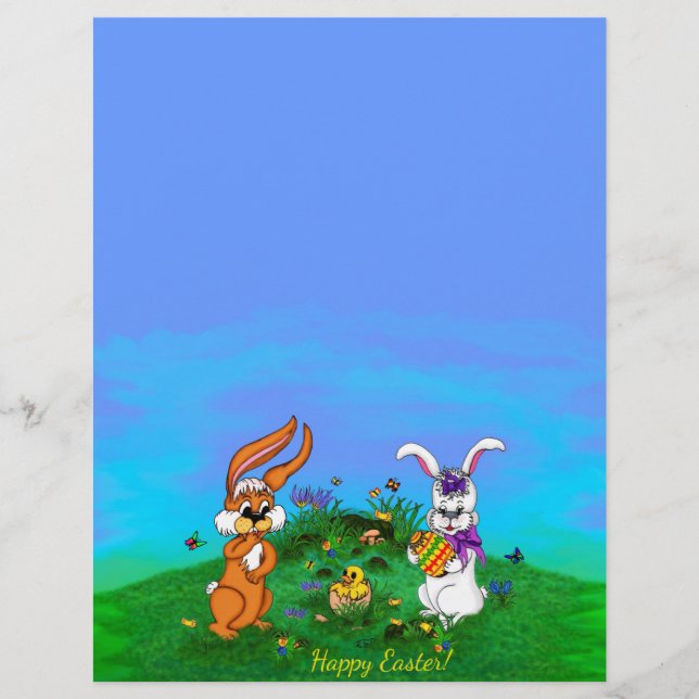 Happy Easter! Rabbit with Bunny and Chick Letterhead (Front)