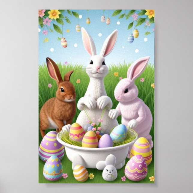 Happy Easter Rabbits  Poster (Front)