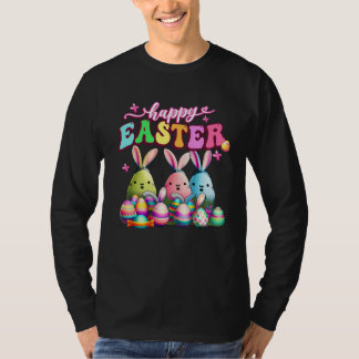 Happy Easter  Rabit Eggs Retro Groovy Bunny Easter T-Shirt