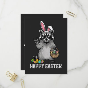 Happy Easter Raccoon Bunny Invitation Postcard