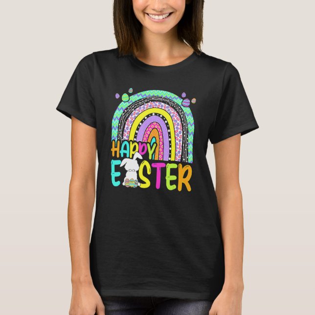 Happy Easter Rainbow Bunny Easter Rabbit Egg Hunti T-Shirt (Front)