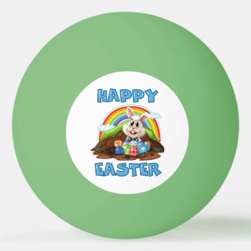 Happy Easter Rainbow Bunny Rabbit With Eggs Ping Pong Ball