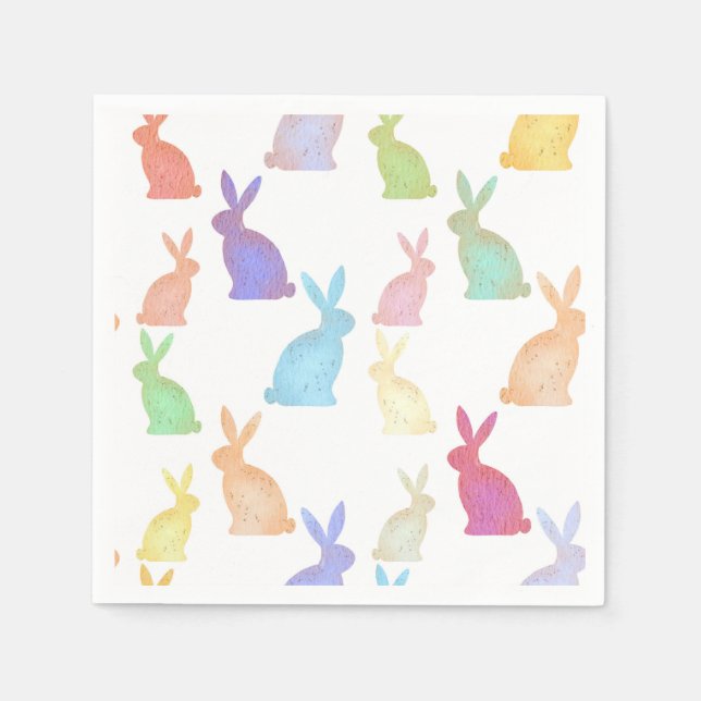 Happy Easter - Rainbow Bunny's pattern Napkins (Front)