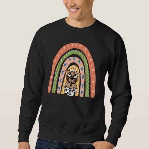 Happy Easter Rainbow Cute Bunny Dog Pug Eggs Baske Sweatshirt