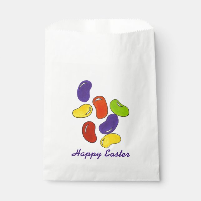 Happy Easter Rainbow Jelly Beans Homemade Candy Favor Bag (Front)