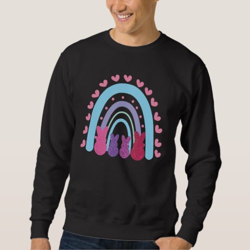 Happy Easter Rainbow Outfit Cute Easter Bunny Silh Sweatshirt