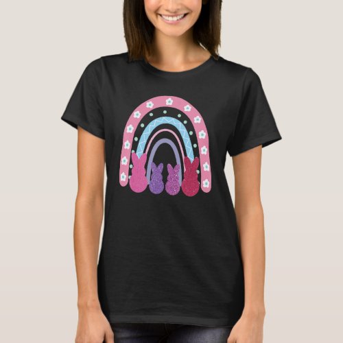 Happy Easter Rainbow Outfit Cute Easter Bunny Silh T_Shirt