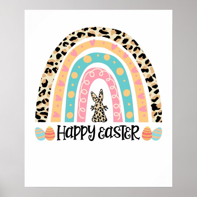 happy easter rainbow, retro, vintage poster (Front)