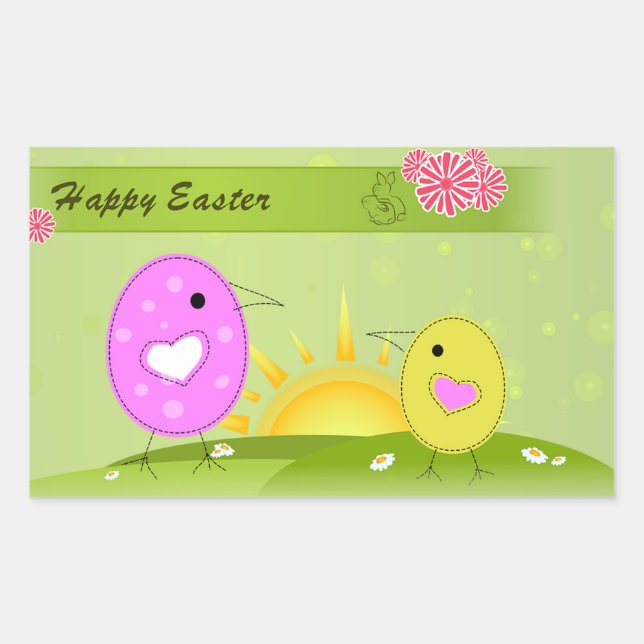 Happy Easter Rectangular Sticker (Front)