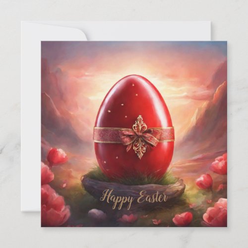 Happy Easter red egg Holiday Card