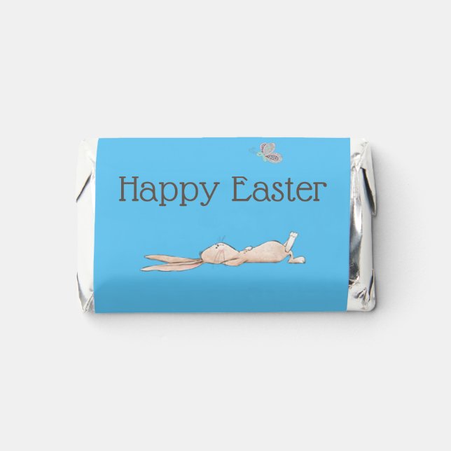 Happy Easter Relaxed Rabbit Butterfly Hershey's Miniatures (Front)