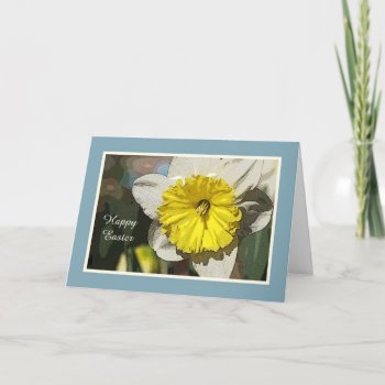 Happy Easter Religious Daffodil Card by KathyHenis at Zazzle
