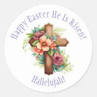 Happy Easter Religious He is Risen Hallelujah Classic Round