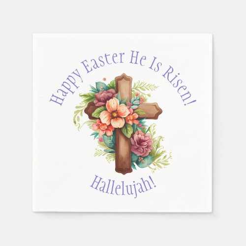 Happy Easter Religious He is Risen Hallelujah Napkins