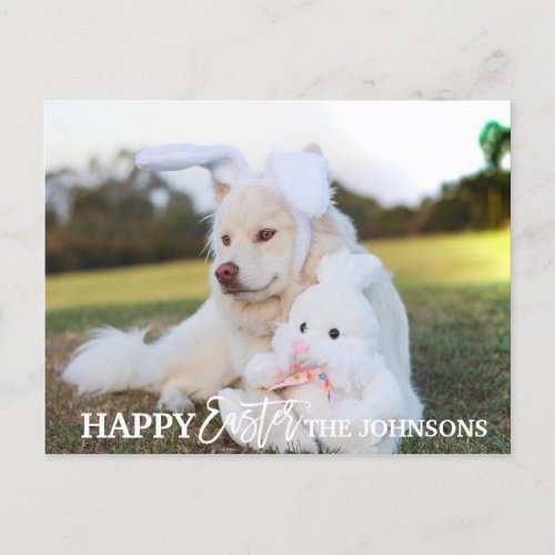 HAPPY EASTER Retriever Dog Puppy Rabbit Ears PHOTO Holiday Postcard