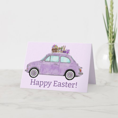 Happy Easter  Retro Fiat 500 Holiday Card