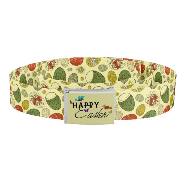 Happy Easter Retro Floral Easter Eggs Pattern Belt (Coil)