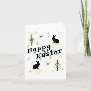 Happy Easter Retro Mid Century Modern Style Bunny  Card