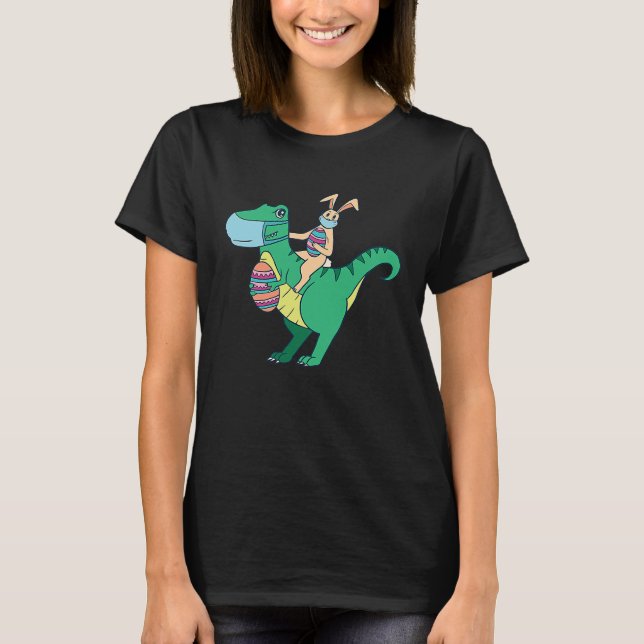 Happy Easter Rex Dinosaur Rabbit T-Shirt (Front)
