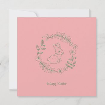 Happy Easter - Romantic Bunny Garden Wreath Card by designalicious at Zazzle