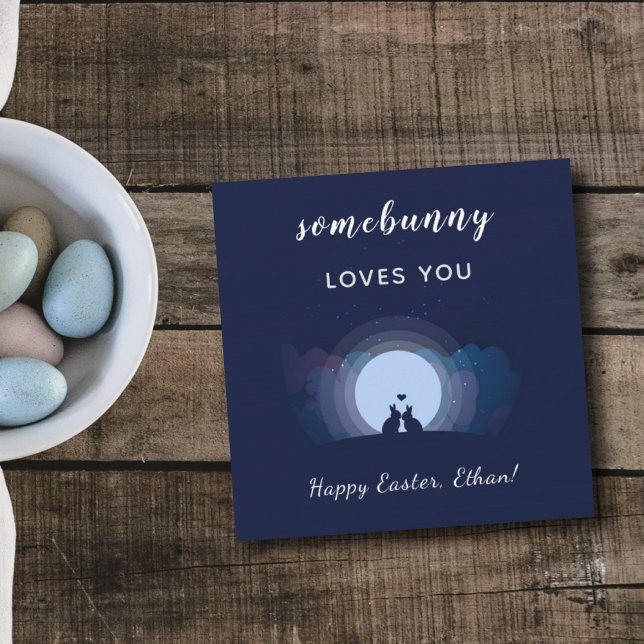 happy Easter romantic bunny rabbit love couple Holiday Card (Creator Uploaded)