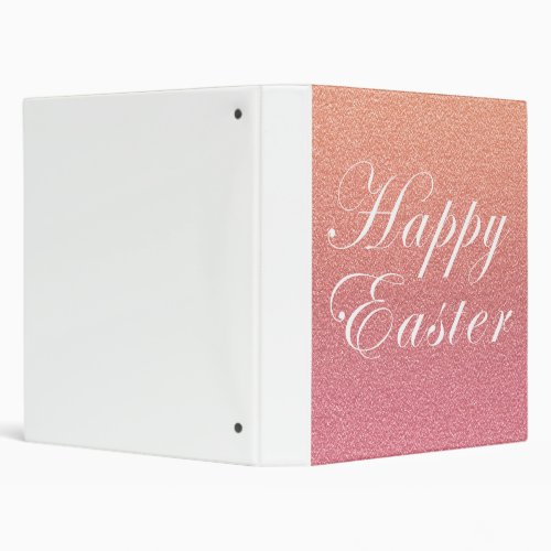 Happy Easter Rose Gold Pink Sparkle Glitter Style 3 Ring Binder