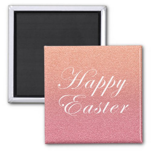 Happy Easter Rose Gold Pink Sparkle Glitter Style Magnet