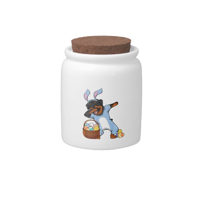 Happy Easter Rottweiler Dabbing Dog Owner Candy Jar (Front)