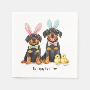 Happy Easter Rottweiler Dogs Bunny Ears Napkins