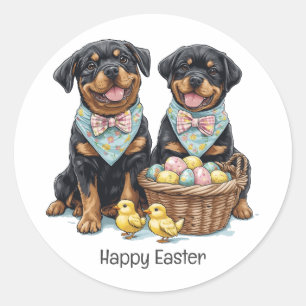 Happy Easter Rottweiler Dogs Easter Basket Classic Round Sticker