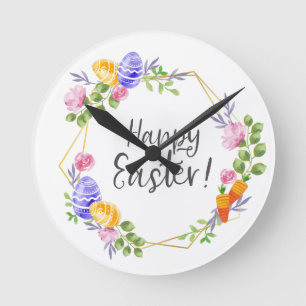 Happy Easter Round Clock