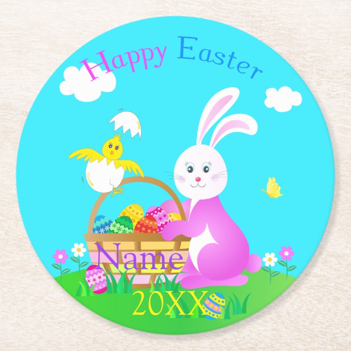 Happy Easter Round Paper Coaster | Zazzle.com