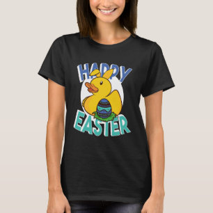 Happy Easter Rubber Duck Bunny Ears Easter Eggs cu T-Shirt