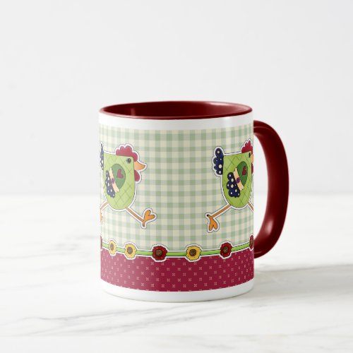 Happy Easter Rustic Roosters Design Gift  Mug